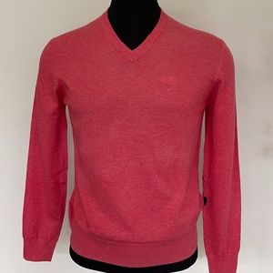 Hugo Boss Sweater V neck Pink Red Wool Pullover